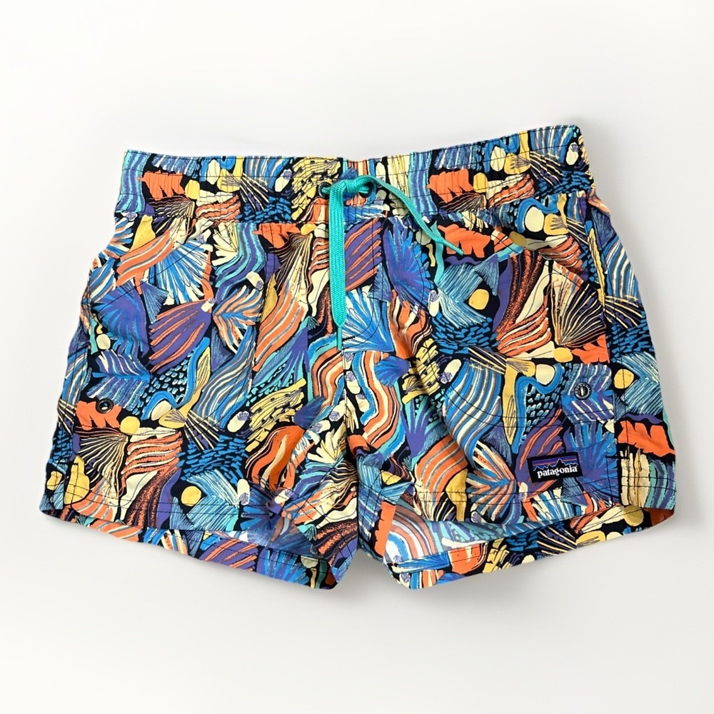 NWOT Patagonia Kids Costa Rica Baggies 3" Shorts Joy Pitch Blue Large/12 Unlined